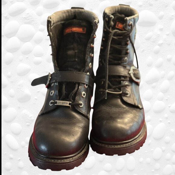 Harley-Davidson Leather Biker Boots – Size 9 Wide - Picture 3 of 10